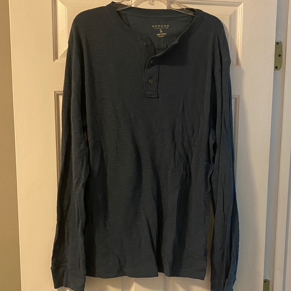 Sonoma Men's Navy Long Sleeve Henley